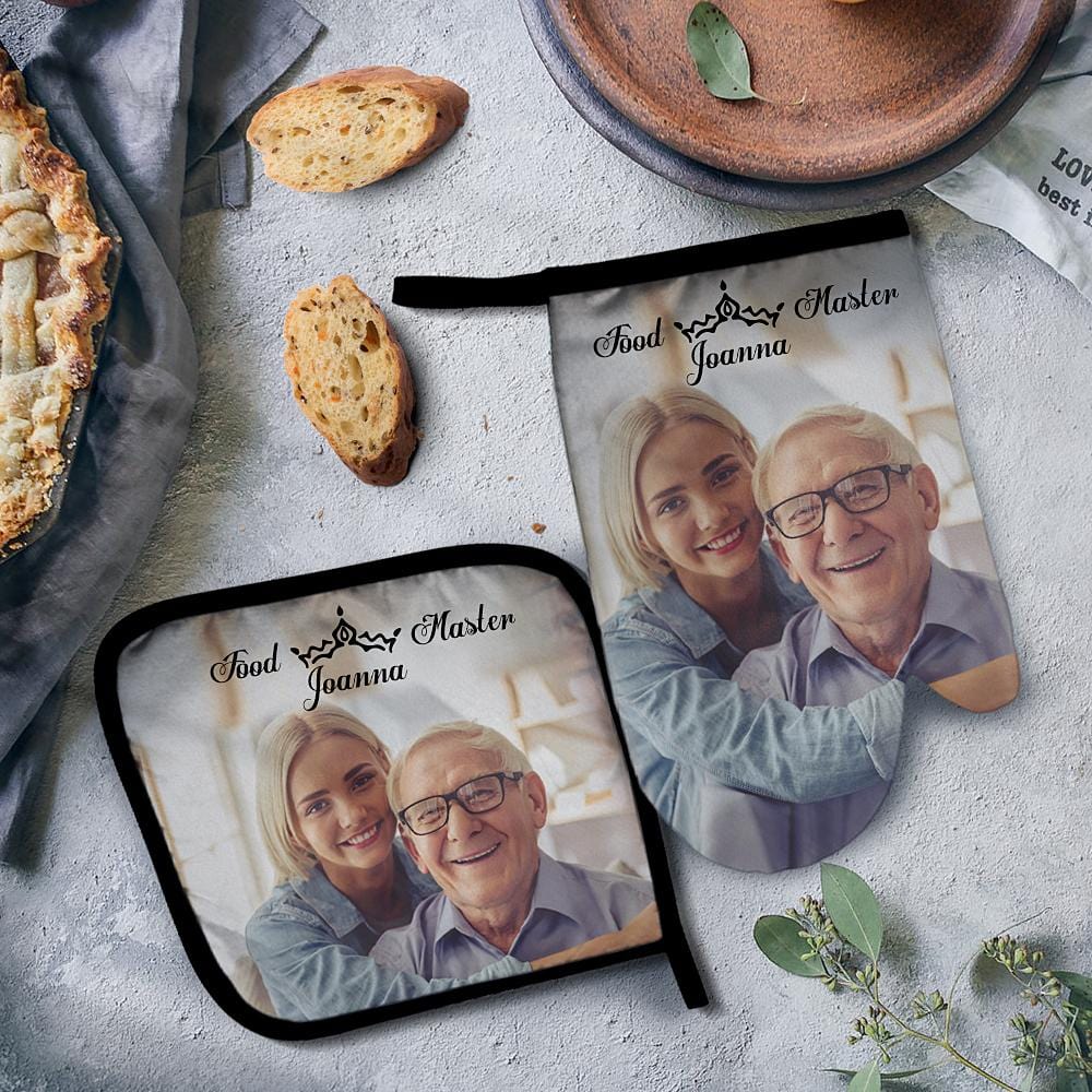 Family Gift Custom Oven Mitts & Pot Holders Set Baking Set Kitchen Gift - Image 2