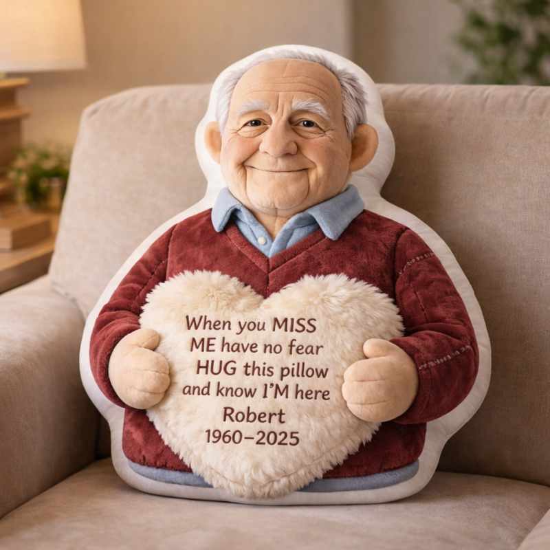 Personalized 3D Effect Memorial Hug Pillow – Custom Photo Pillow with Heart Message, Sympathy Gift for Loss & RemembranceUS