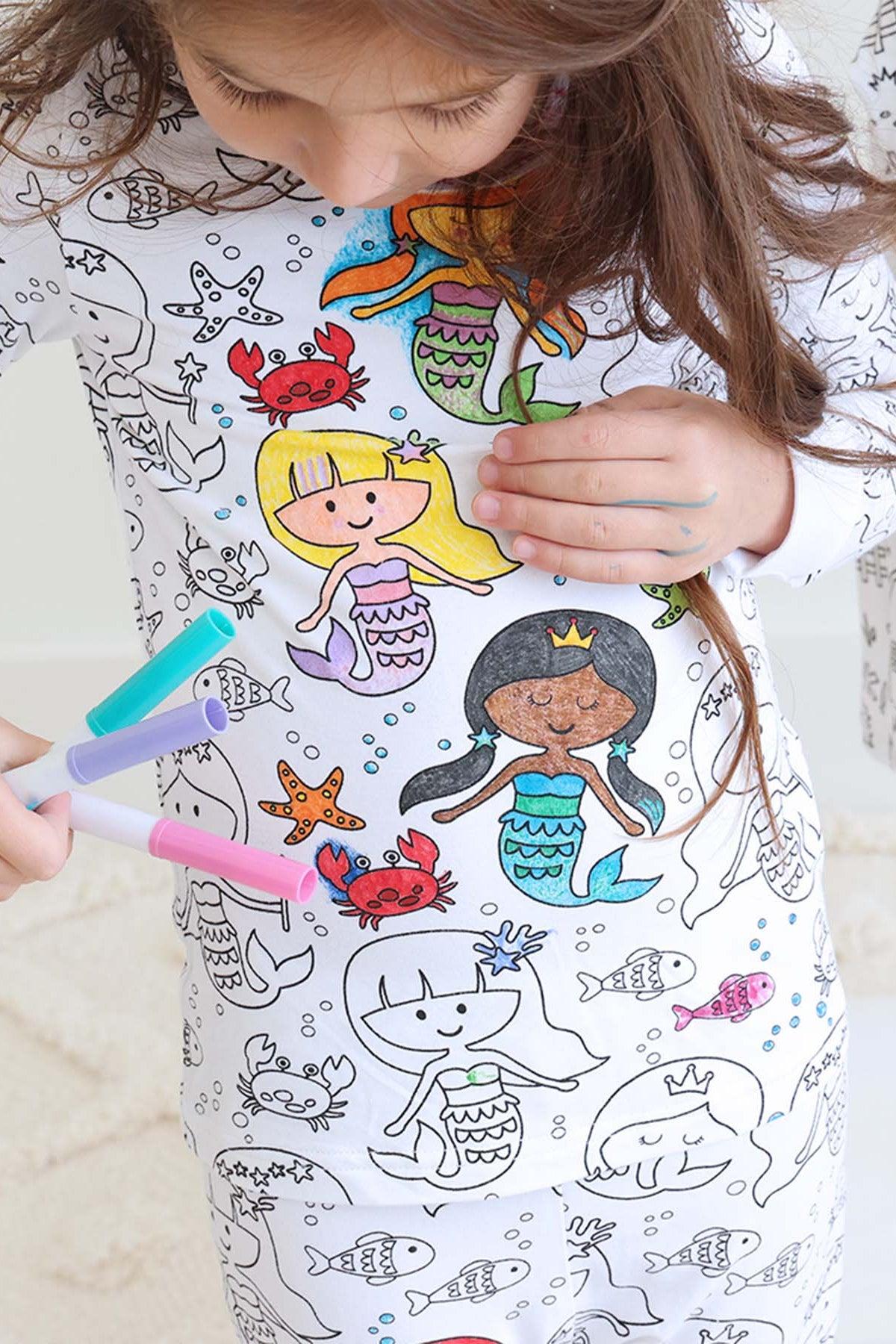 DIY Coloring Two Piece Pajama Set For Kids DIY Art Gift