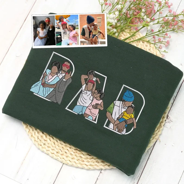 Custom Photo Portrait Embroidery Sweatshirt/Hoodie | Portrait From Photo | Memorial Shirt for Dad Mom