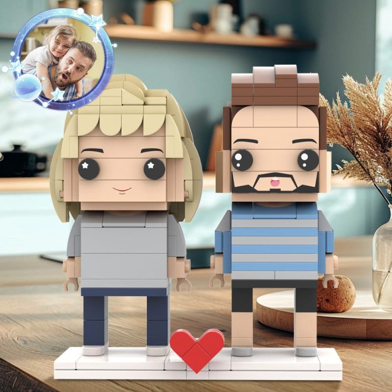 Personalized Fully Body Customizable Brick Figures Daddy and His Little Girl 2 People Custom Brick Figures Father’s Day Gift For Dad