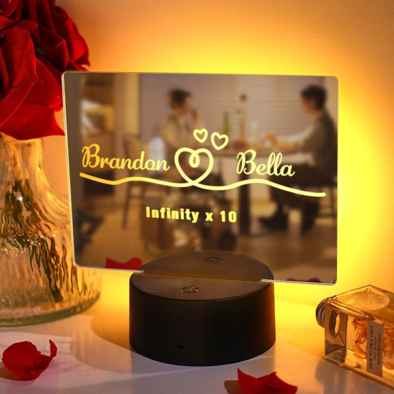 Personalized Name Mirror Light Colorful Lamp Anniversary Gift for Lover