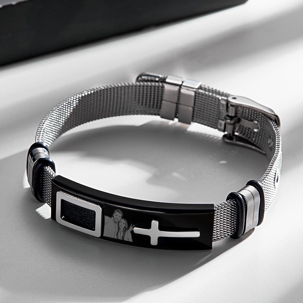 Custom Photo Bracelet Hip Hop Creative Cross Gift for Him - Image 2