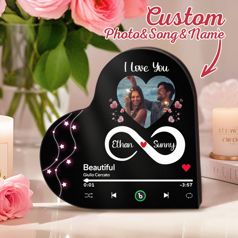 Custom Heart-Shaped Music Fridge Magnet Infinite Love Photo Frame Magnet Personalized Gift for Couples