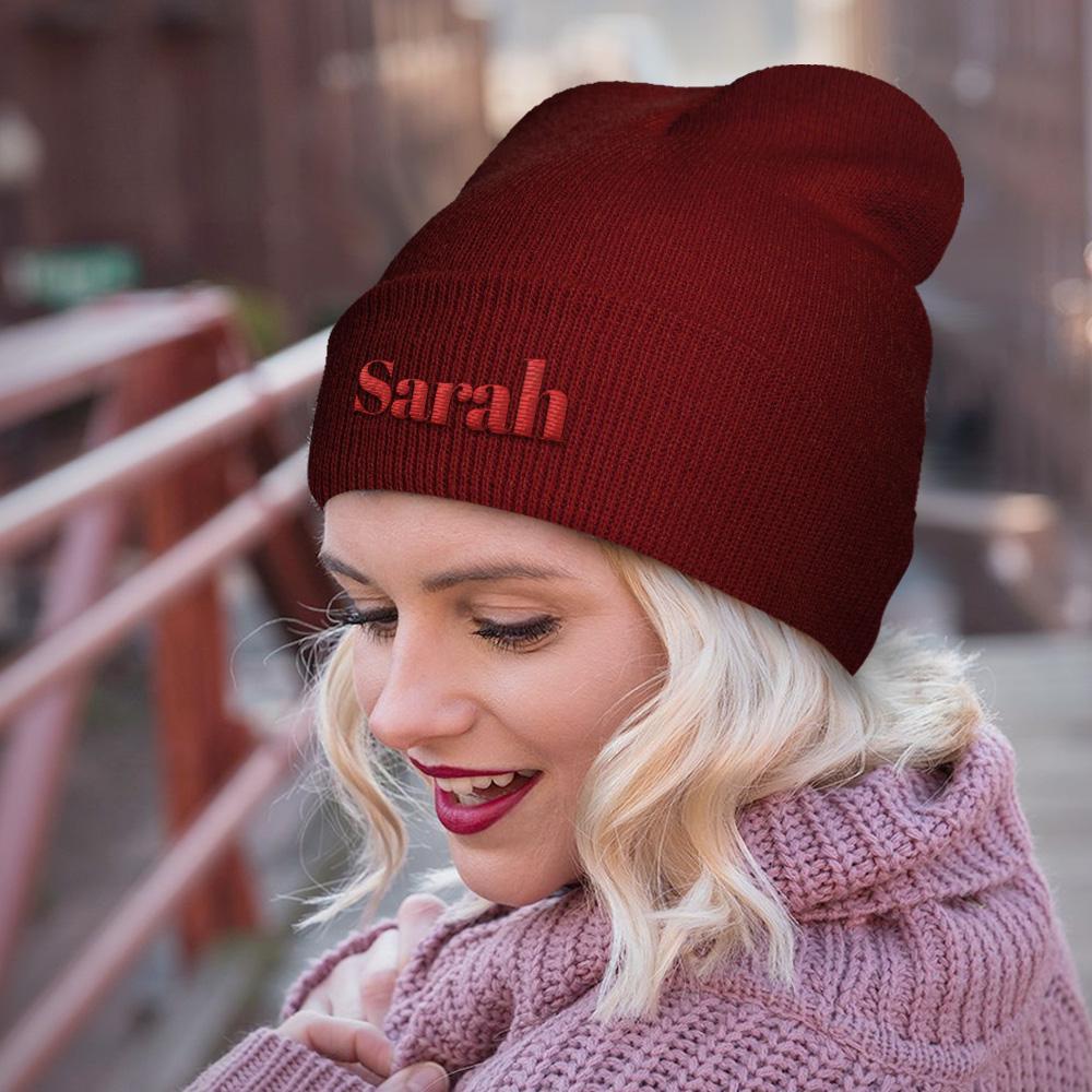 Personalized Knitted Hat Custom Name Beanie Hat Valentine's Day Gifts -4 Colors - Image 2