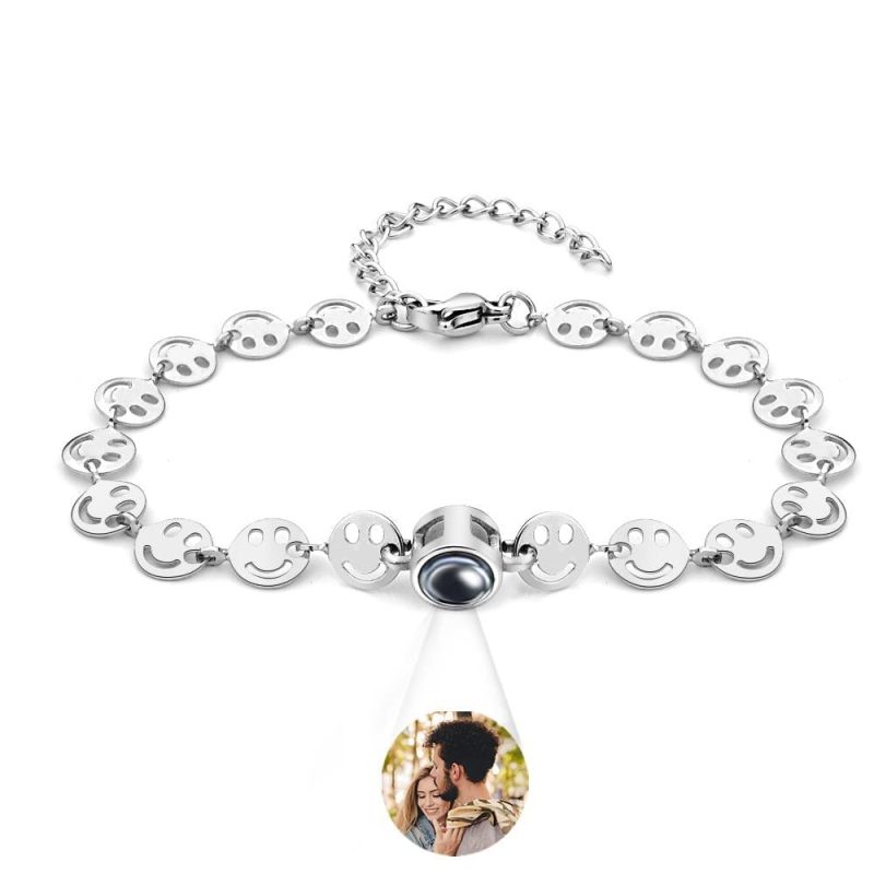 Custom Projection Bracelet Smiley Chain Love Gift for Couple