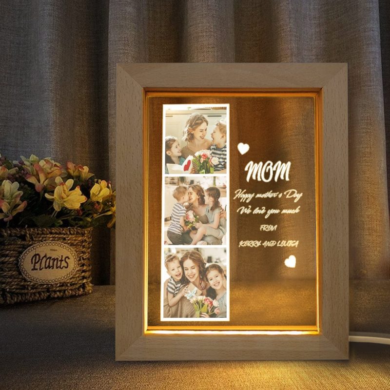 Mother’s Day Gift Photo Night Light for Mom Custom Photo and Kids Name