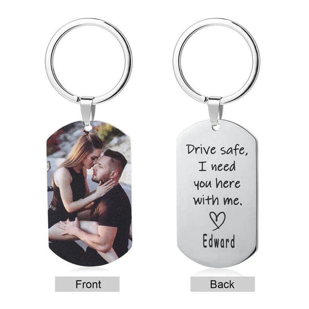 Drive Safe Keychain Custom Photo Keychain With Name Birthday Gifts For Boyfriend - Image 3