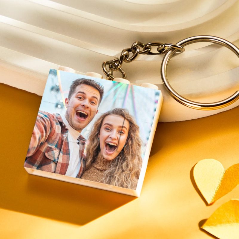 Custom Photo Building Block Keychain Bricks Puzzle Keychain Square Shape