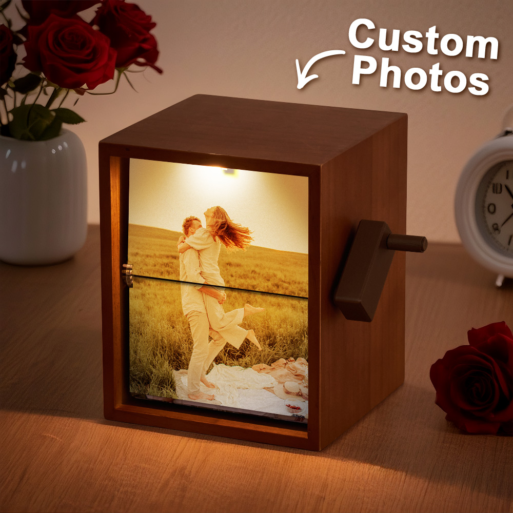 Custom Photo Flipbook Frame Vertical 13*16cm Animation Machine Mechanical Hand-cranked Flipbook Box Photo Album with Light Memorial Gift - soufeelus