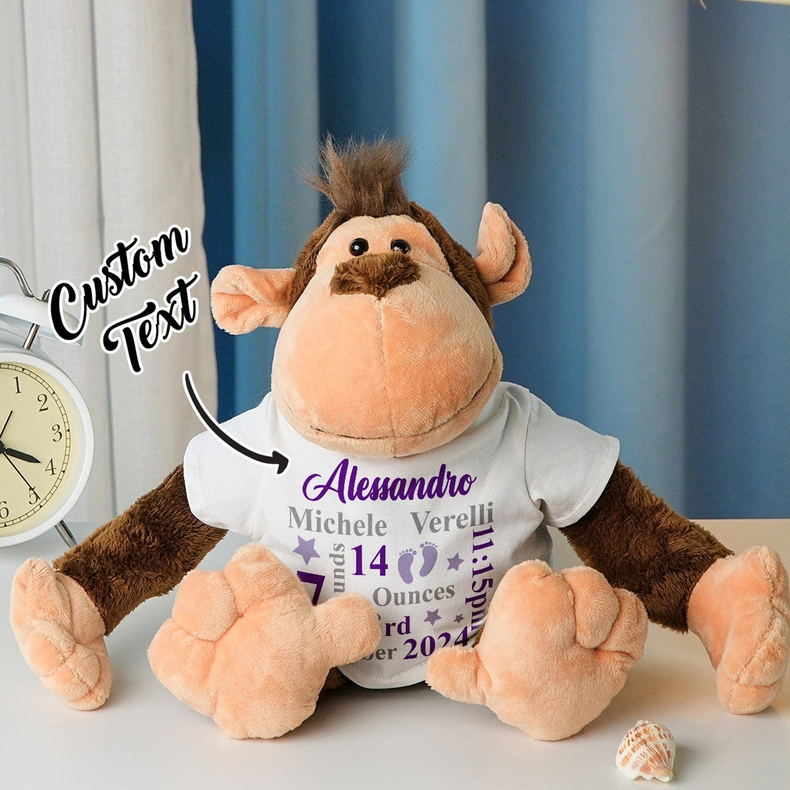 Personalized Animal Plush Stuffed Toy Birth Announcement Gift for Baby Shower - Image 4