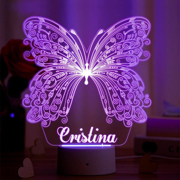Personalized 3D Butterfly Lamp Christmas Gifts With Custom Name Night Light Kid’s Bedroom Decor Children’s LED Light