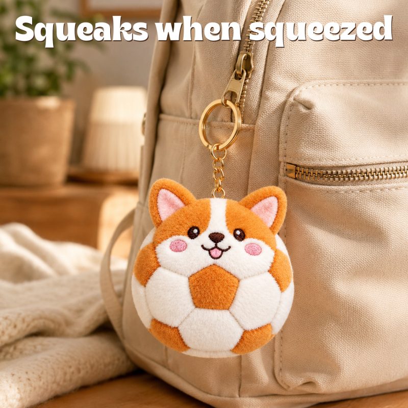 Squeaky Dog Soccer Keychain Cute Plush Pet Gift For Kids Teens Dog Lovers Perfect For Christmas Birthday Or Just Because 9