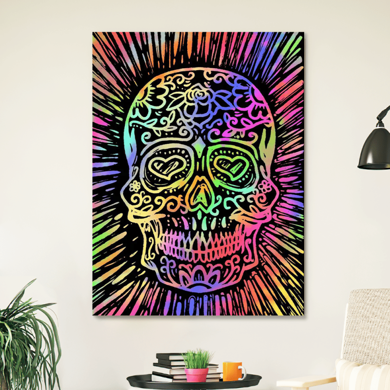 Funny Wall Art Sugar Skull Trippy Drawings Canvas