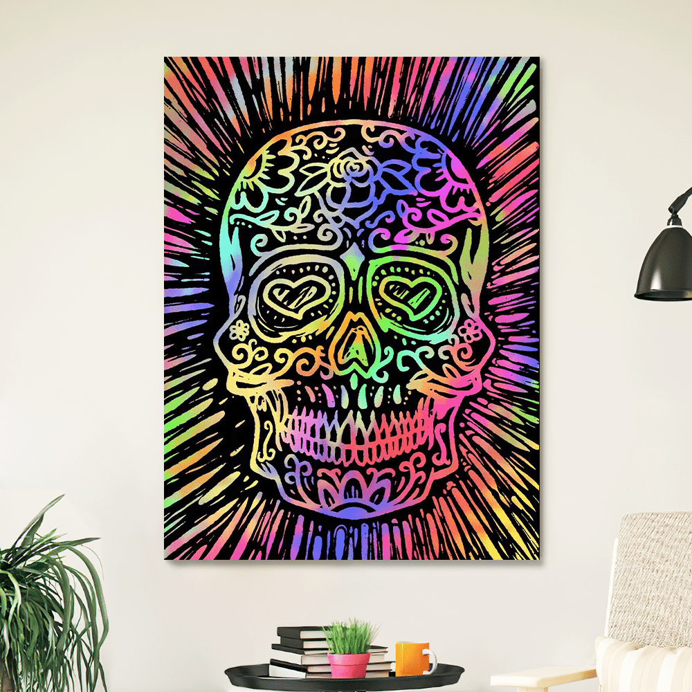 Funny Wall Art Sugar Skull Trippy Drawings Canvas