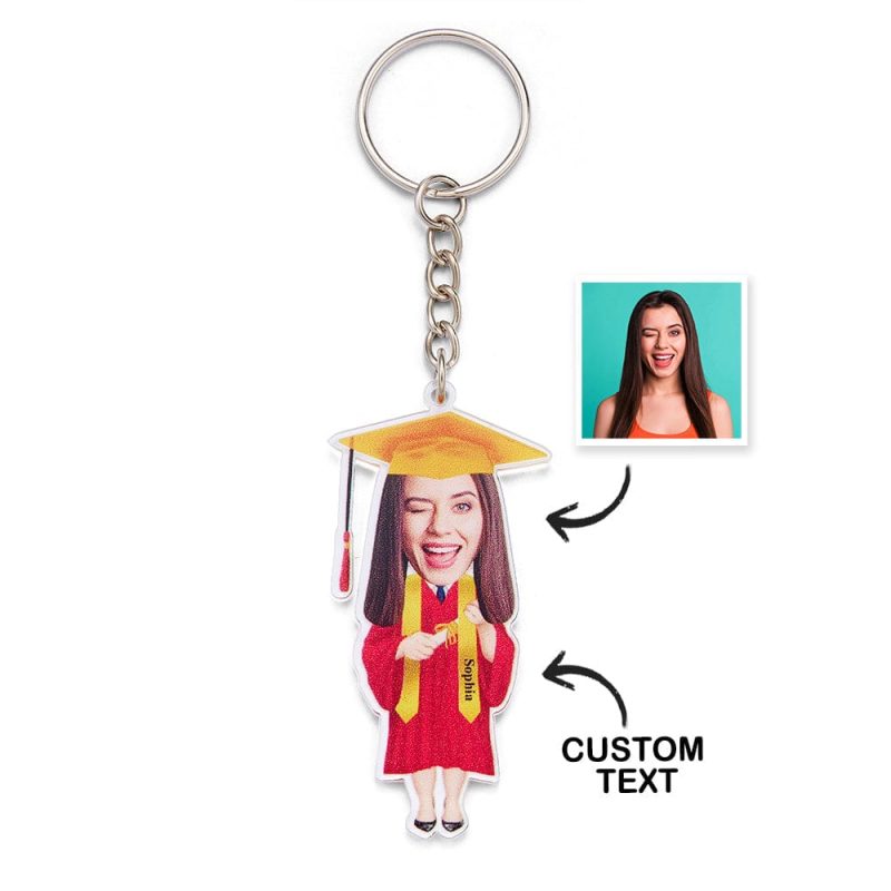 Personalized Photo Graduation Acrylic Keychain Customize Your Name Fun Graduation Season Gifts