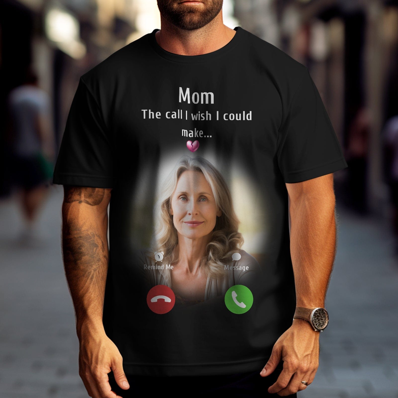 Custom Photo Memorial Mom T-shirt Memorial Gift Idea Personalized Shirt The Call I Wish I Could Make - Image 2