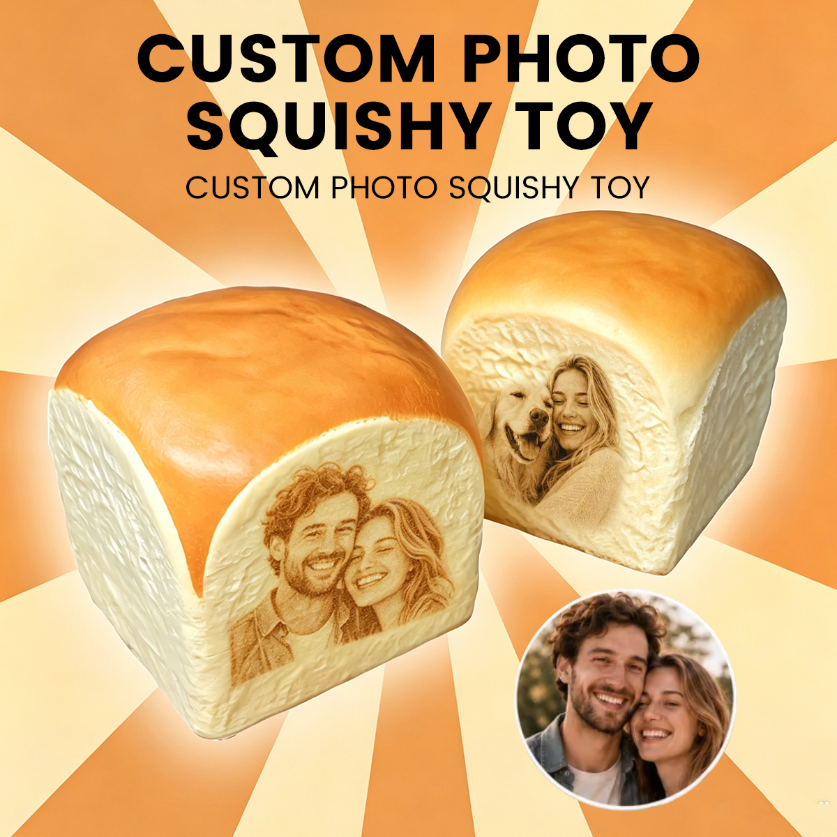 Custom Photo Bread Shaped Soft Toy Personalized Gift for Couples - Image 2
