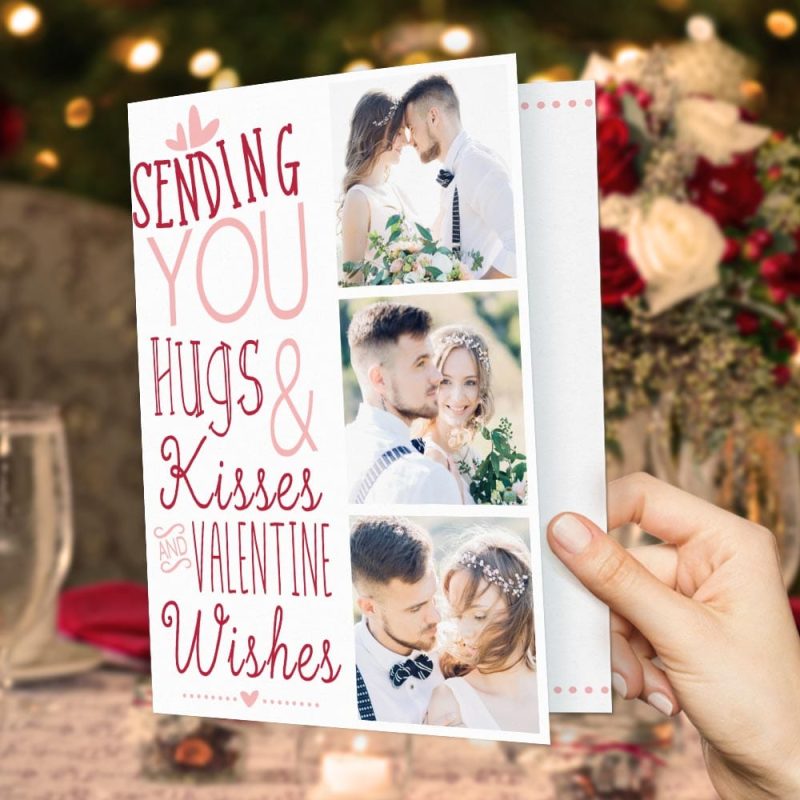 Custom Valentines Cards Hugs Kisses Photo Valentine’s Day Card Gifts For Girlfriend Boyfriend