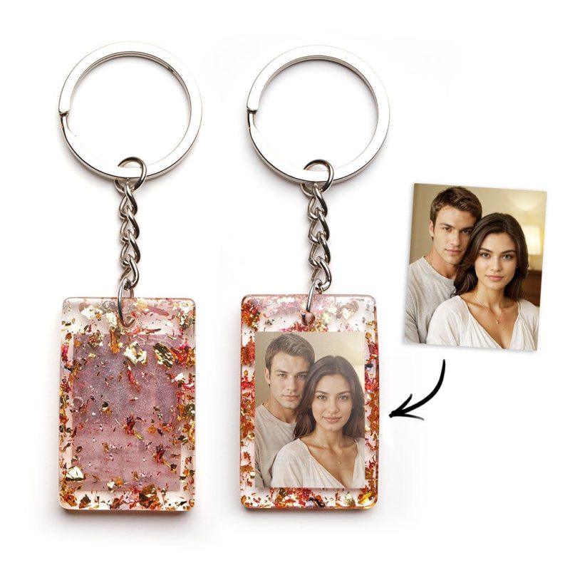 Personalized Photo Keychain Customized with Your Photo Resin Photo Keychain Anniversary Gift