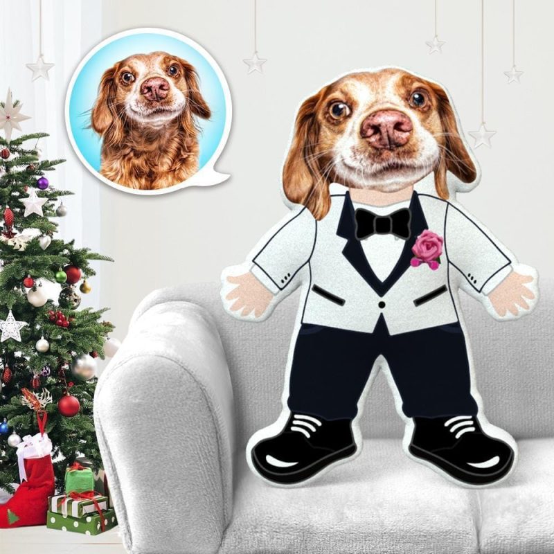 Custom Stuffed Animals Dog Face Pillow Pet Photo Pillow Gifts for Dog Lovers Suit Costume