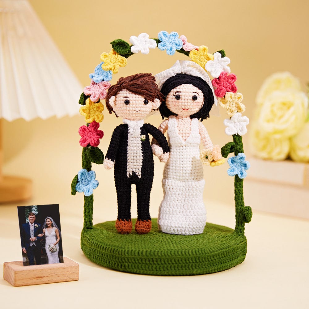 Wedding Couple Custom Crochet Doll Personalized Gifts Handmade Mini Look alike Dolls - Image 2