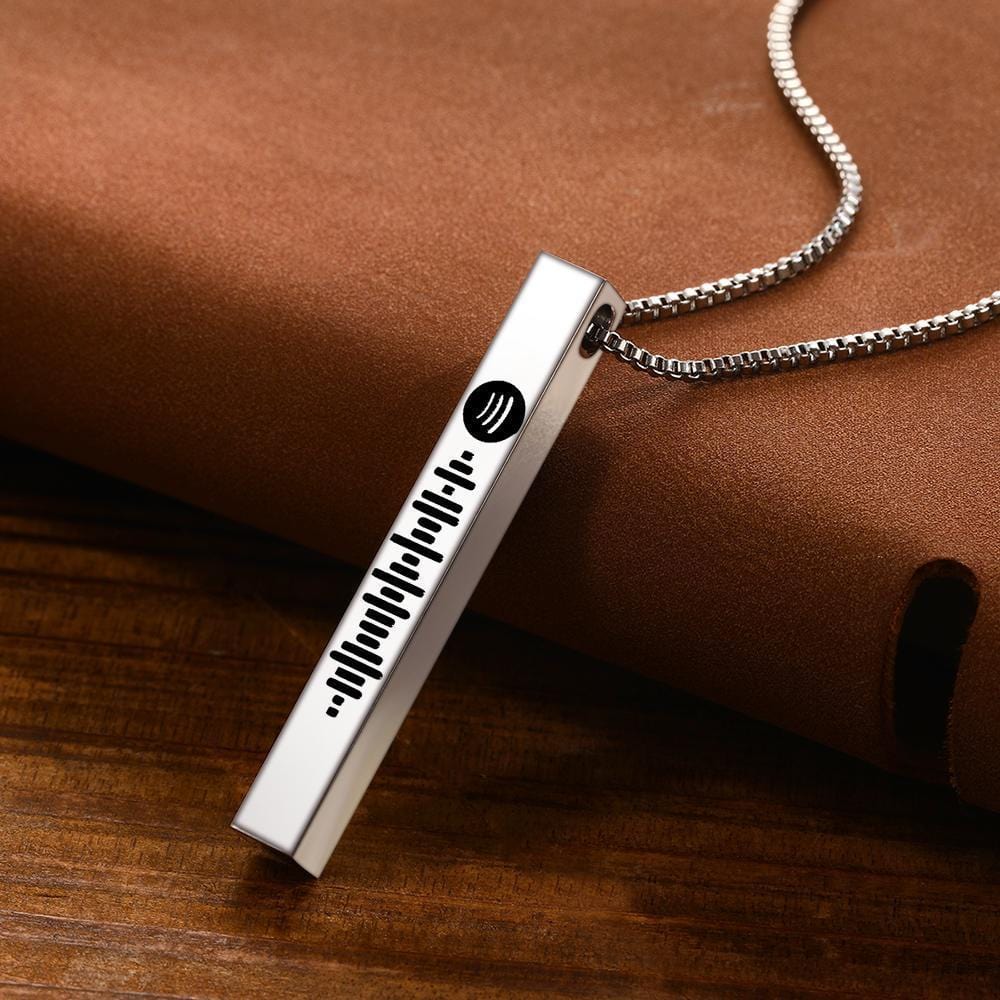 Spotify Necklace Personalized Song Code Necklace Custom 3D Engraved Vertical Bar Necklace - Image 4