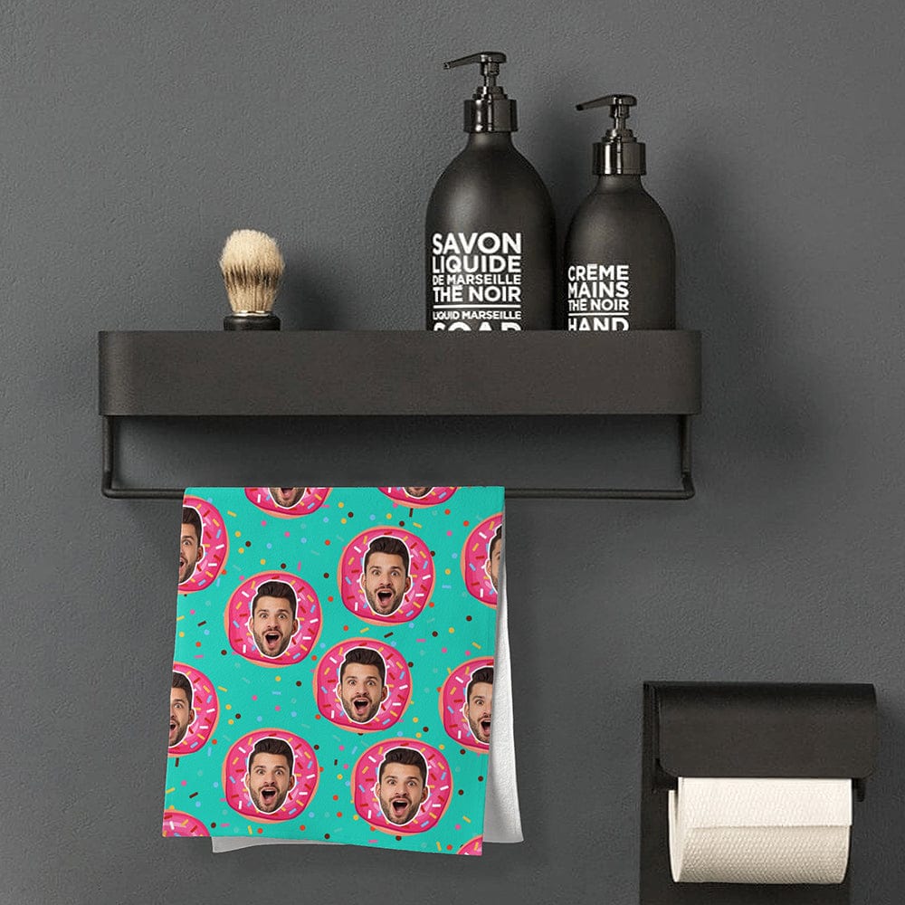 Personalised Photo Towel Funny Gift for Him Doughnut Towel