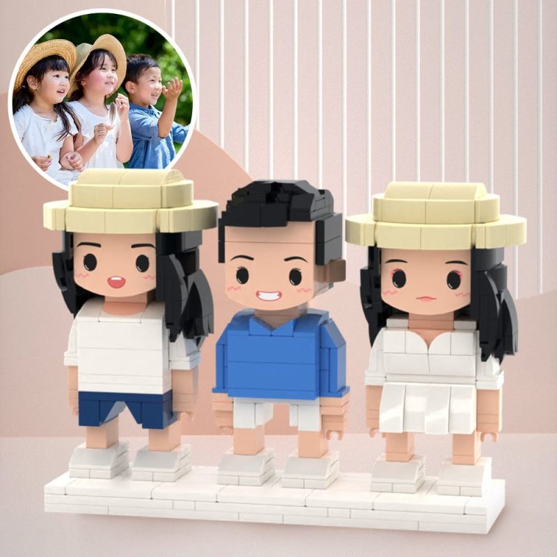 Memorial Gift for Kids 3 People Full Custom Brick Figures Custom Brick Figures Small Particle Block Toys 2023 Christmas Gifts