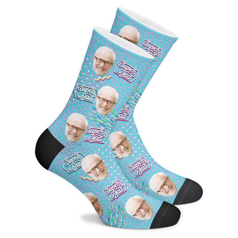 Father’s Day Socks Custom Super Dad Retro Socks