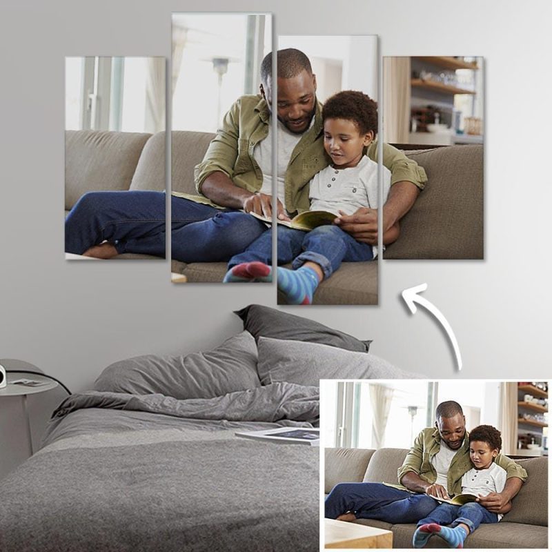 Father’s Day Canvas Father’s Day Gift Custom Photo Wall Art Canvas Print – 4 pcs