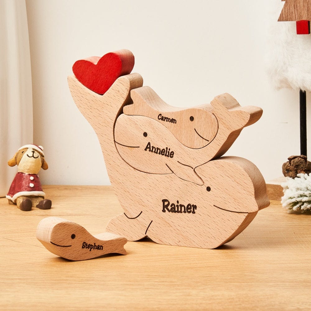 Custom Names Wooden Dolphins Family Puzzle Home Decor Christmas Gifts - Image 2