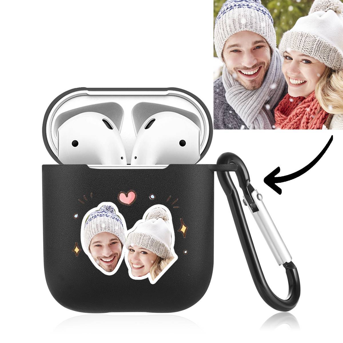 Custom Photo Earphone Case for AirPods Couple's Keepsake Gift Black - Avatar