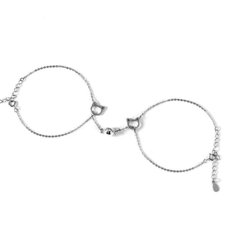 Magnetic Couple Bracelet Set Cute Kitty Pendant Valentine’s Day Gift for Couples