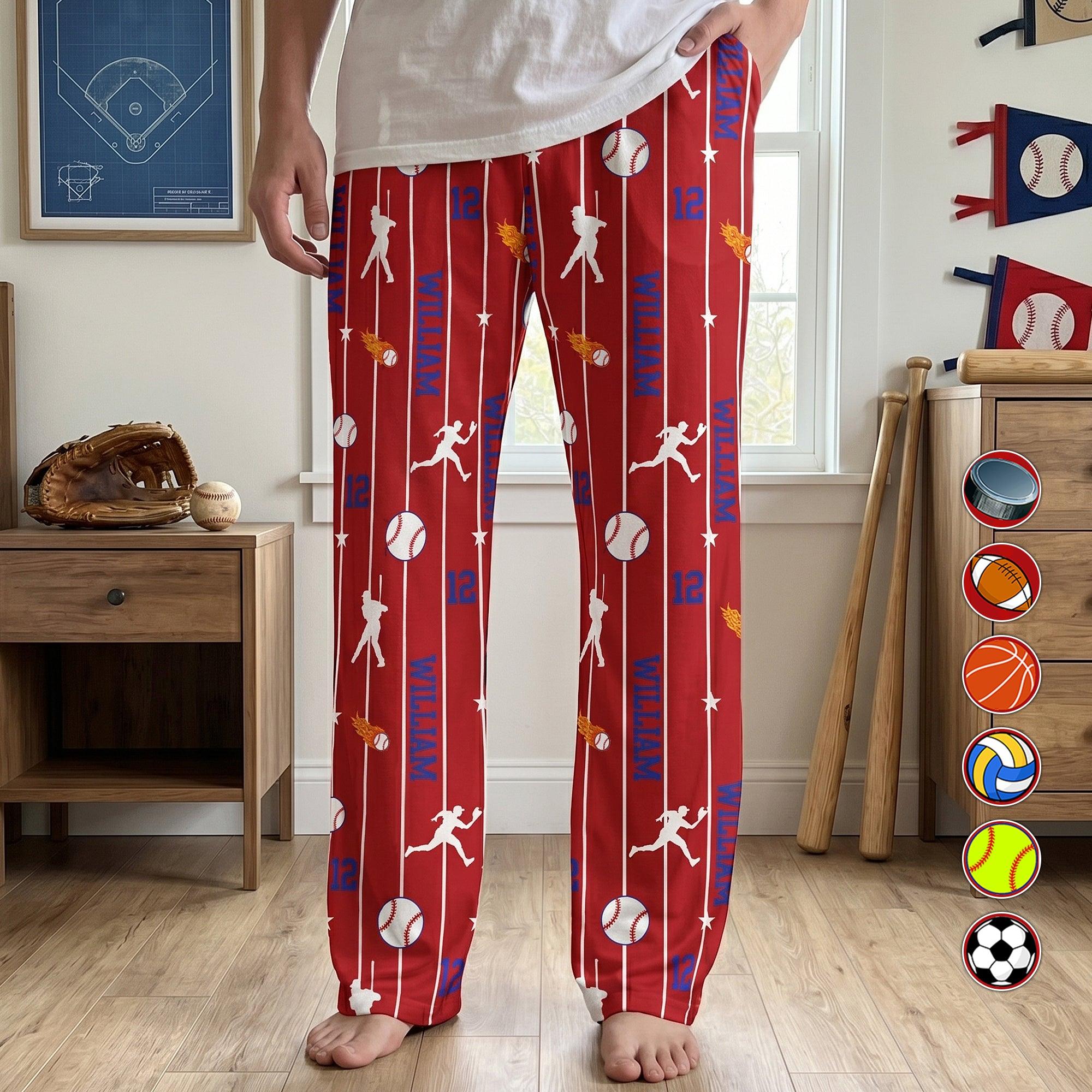 Personalized Sports Lounge Pants with Custom Name Number Custom Pajama Pants for Sports Fans Players