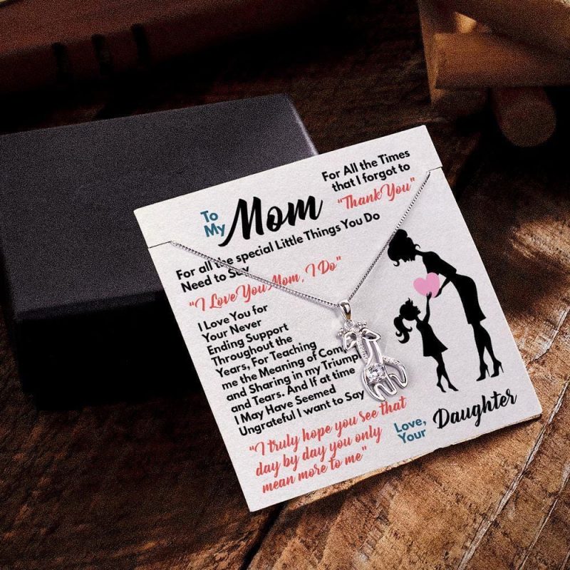 Necklace With Message Card Name Commemoration Gifts for Mom