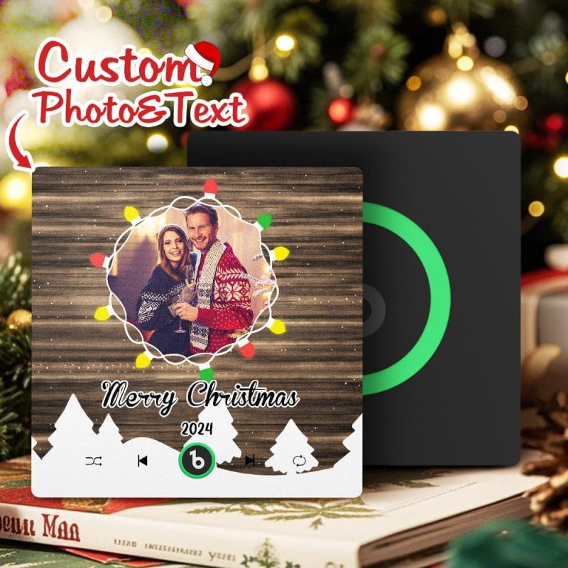 Christmas Gift Custom Music Fridge Magnet Personalized Photo Colorful Fame Fridge Magnet Christmas String Light