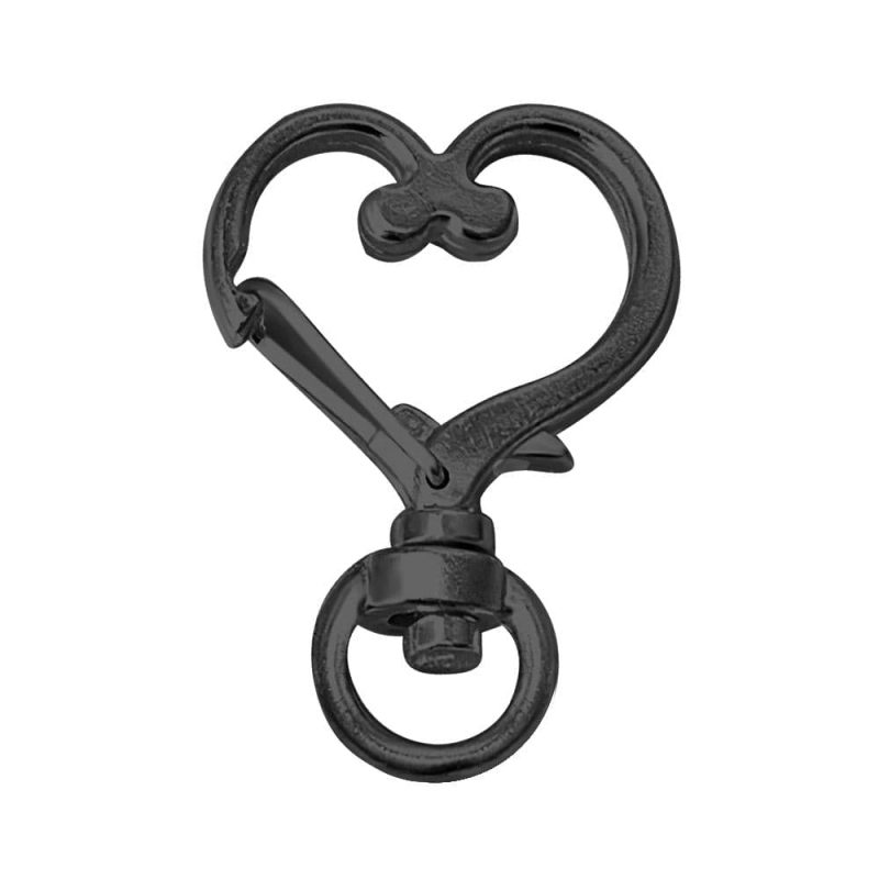 Heart-Shaped Swivel Snap Hook Keychain Metal Spring Snap Keychain Hook Lobster Clasp Key Ring Black
