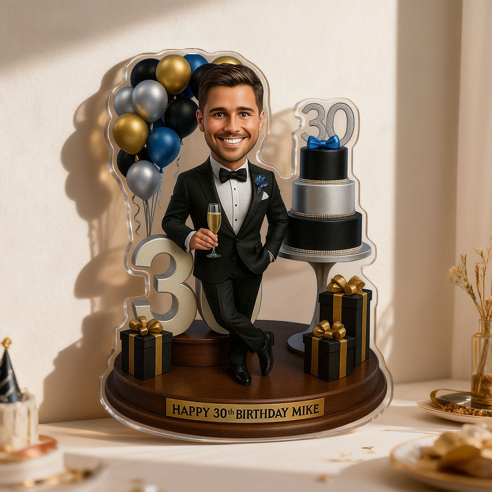 Birthday Gifts Custom Photo Man Caricature Portrait Gift Acrylic Plaque 2D Look 3D Pop - Image 2
