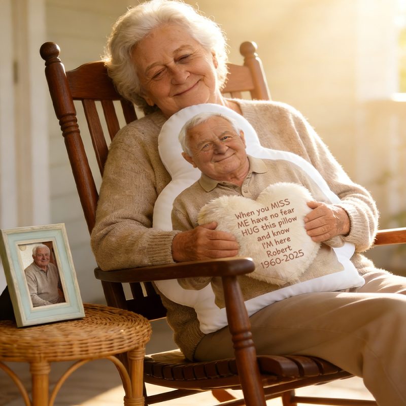 Personalized 3D Effect Memorial Hug Pillow – Custom Photo Pillow with Heart Message, Sympathy Gift for Loss & RemembranceUS