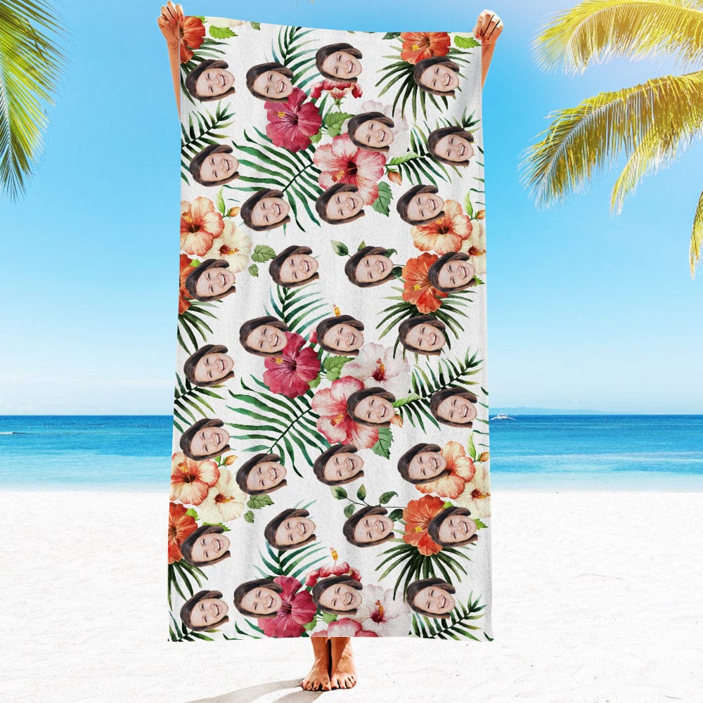 Personalized Beach Towels with Photo Custom Summer Flowers Beach Towel - Image 2