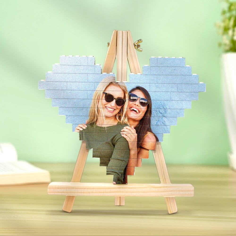 Custom Building Brick Personalised Photo Block Heart Shaped Gifts for Friends - Image 4