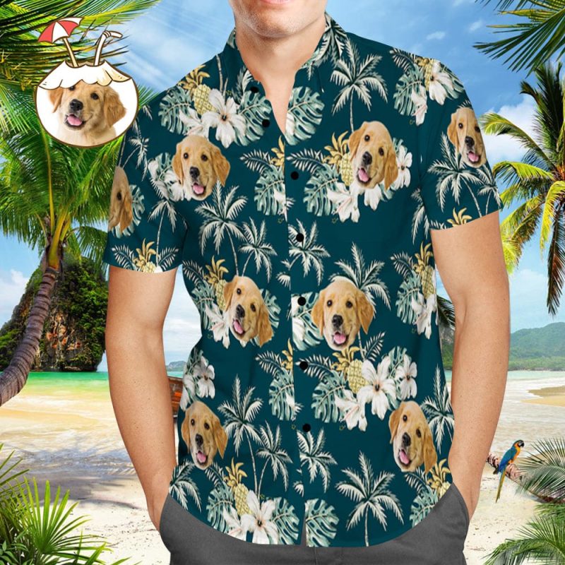 Dog Face Hawaiian Shirt Custom Hawaiian Shirts with Pet Face Funky Vintage Hawaiian Shirt