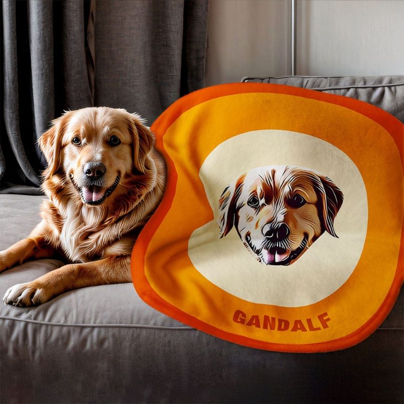 Custom Pet Face Blanket Personalized Round Blanket Gift for Pet Lover – Orange