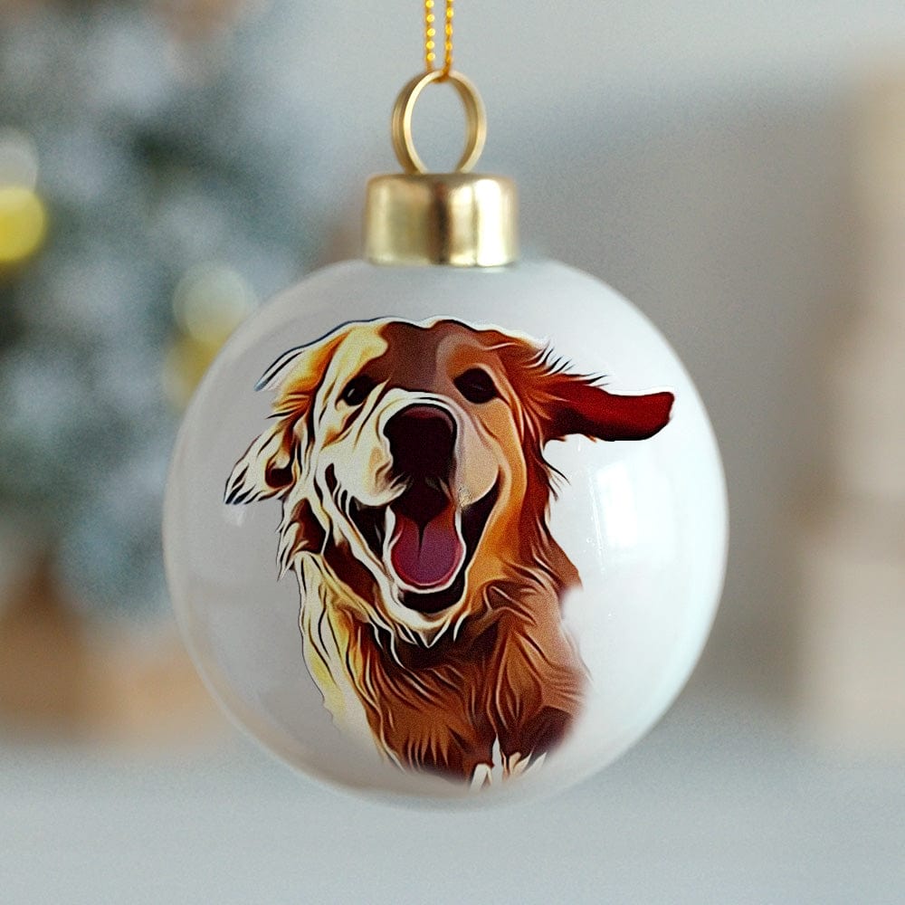 Personalized Pet Face Portrait Ornaments in Artfully Printed Hand-Painted Watercolor Style Christmas Tree Ornaments