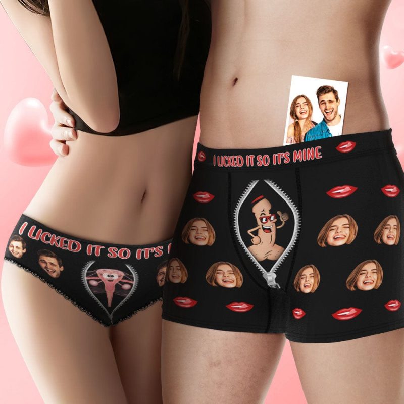 Custom Face Underwear Personalized Boxer Briefs and Panties I SUCKED IT SO IT’S MINE Valentine’s Day Gifts for Couple