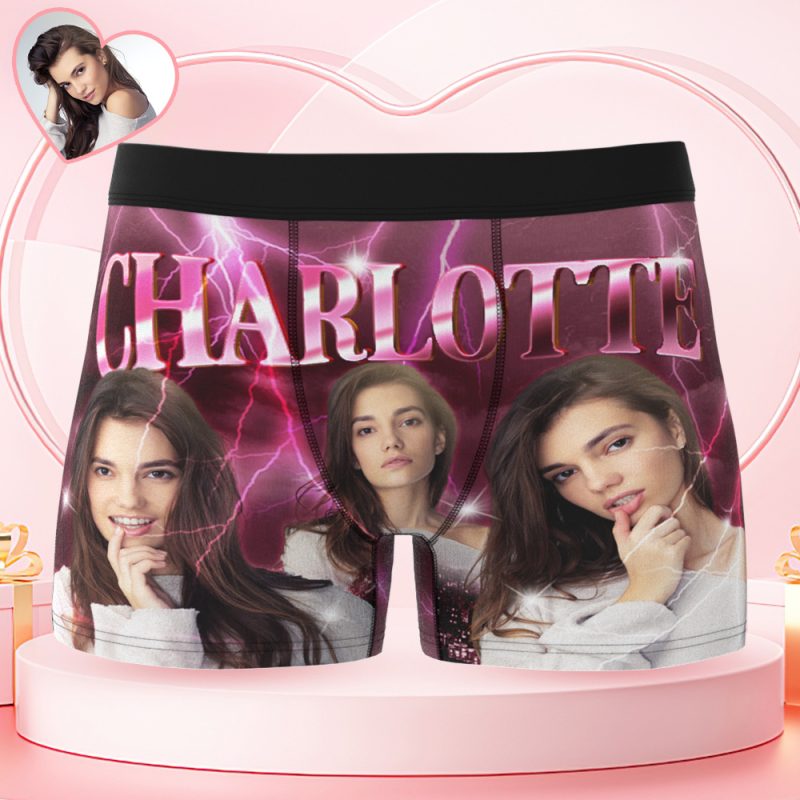 Custom Men’s Boxers Personalized Girlfriend Photo Vintage Boxer Briefs Valentine’s Gift