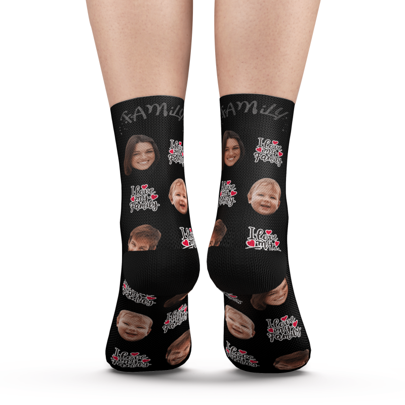 Custom Photo Socks Love Family Two Faces Mash Socks