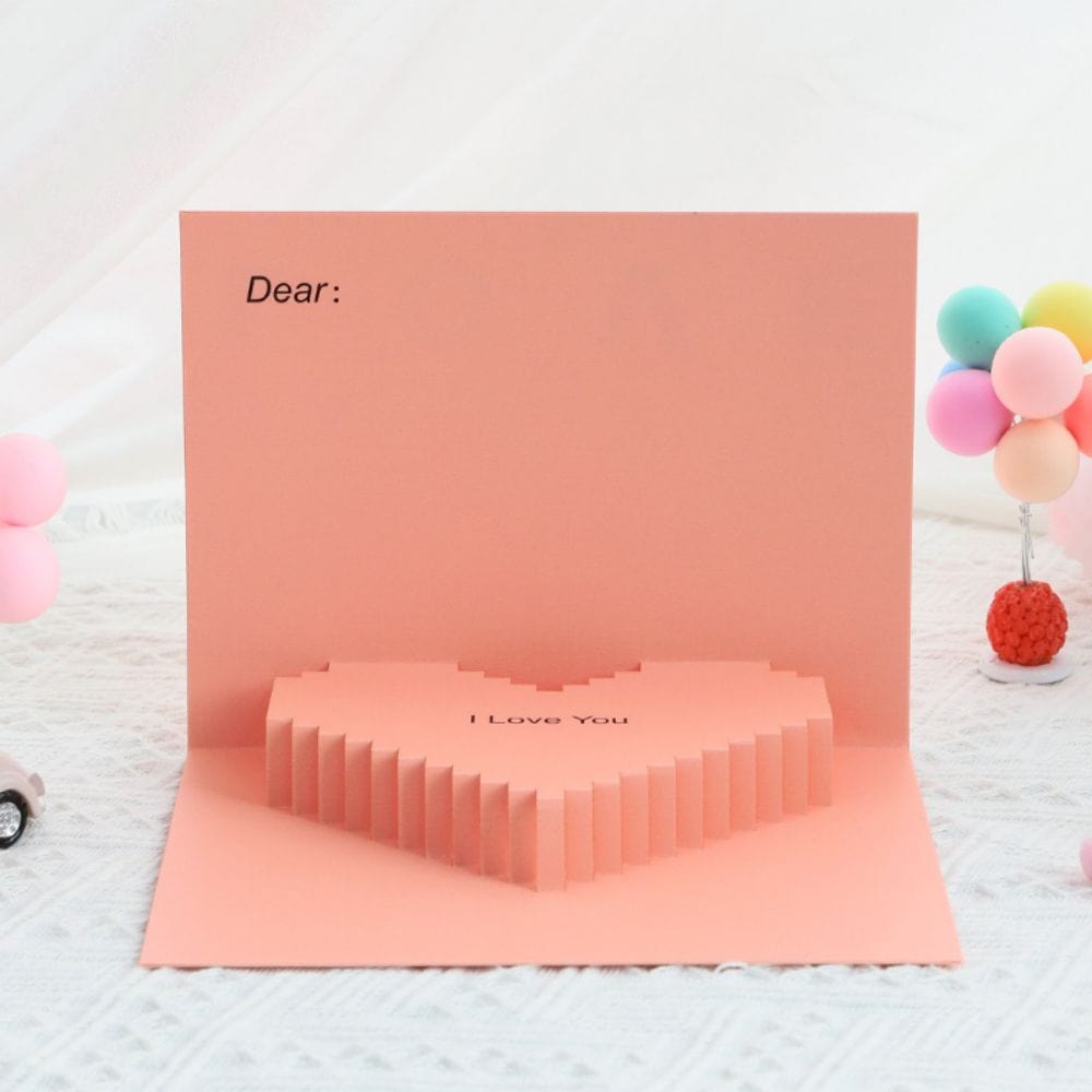 3D Creative Valentine's Day Pop Up Card Romantic Pink Heart Pop Up Greeting Card - Image 2