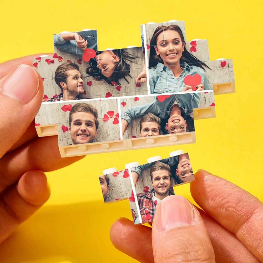 Gifts For Lover Custom Multiphoto Building Brick Personalized Photo Block Heart Shaped - Image 2